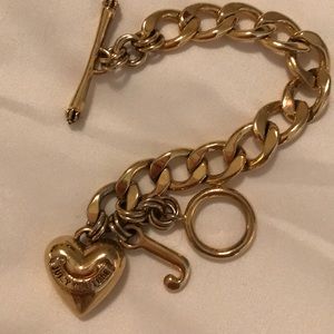 Gold J and Heart Juicy chain bracelet